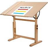 MEEDEN Extra-Large Wood Drafting Table: 42" x 30" Artist Drawing Table Desk | Painting Table with Adjustable Height and Angle, Art Table for Adults with Pencil Ledge for Sketching, Writing, Natural