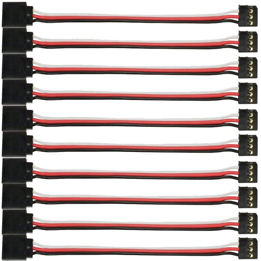 10 pcs 11.8in JR Male to Female Plug Connector Servo Extension Cord Lead Cable Wire, 3 Pin Cord JR Male to Female Servo Extension Cable for Futaba (JR-30 cm)