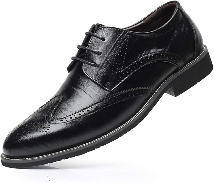 XJH Men Dress Shoes Lace Up Oxford Classic Plain Toe