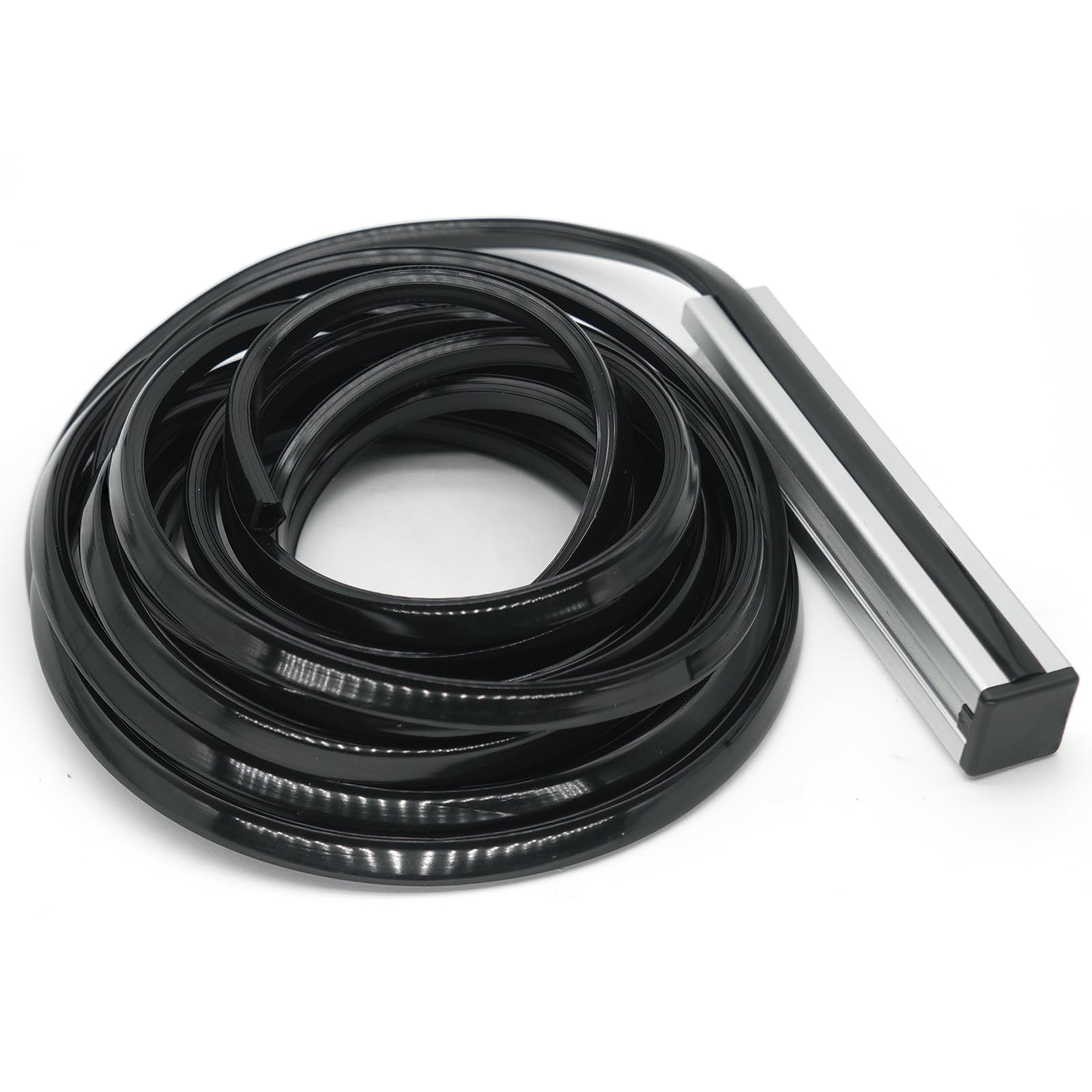 Photo 1 of 30 feet Dust Protection Soft Cover Seal Strip,6mm T/V Slot 2020 Series Aluminum Extrusion Profile Dustproof Flat Seal Strip,930cm Strip and 24Pcs Plain Plastic End Cap (Black)