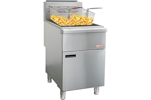 Backychu Commercial Deep Fryer -5-Burner Natural Gas Fryer CSA, 75-100 lbs Capacity, 150,000 BTU/h Adjustable Thermostat 200°F-400°F, Stainless Steel Gas Liquid Propane Deep Fryer for Restaurants