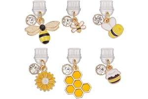 OLYCRAFT 6Pcs Dust Plug Charm 0.8~1.3 inch Long Mobile Dustproof Plugs with Bee Honeycomb Pendants USB C Port Caps Protector 