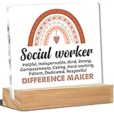 Social Worker Gifts, Motivational Social Worker Quote Acrylic Desk Plaque Sign Home Office Decoration 4 x 4 Inches
