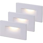 CLOUDY BAY 120V Dimmable LED Indoor Outdoor Step Light,3-Pack,3000K Warm White,Stair Light,White Finish