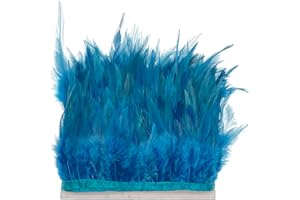 LONDGEN Rooster Hackle Feather Fringe Trim for Dress Decoration and Sewing Accessories Pack of 2 Yards (Turquoise, 2 Yards)