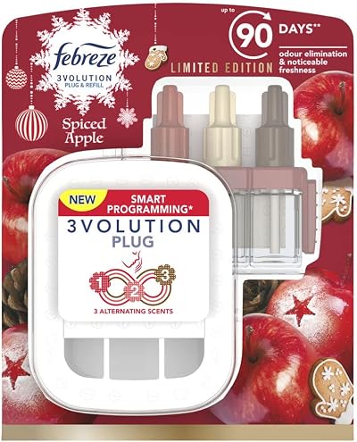Febreze 3Vol STARTER KIT Spiced Apple Plug In Refill 2 Piece Set