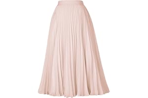 GRACE KARIN Women High Elastic Waist Pleated Chiffon Skirt Midi Swing A-line Skirts