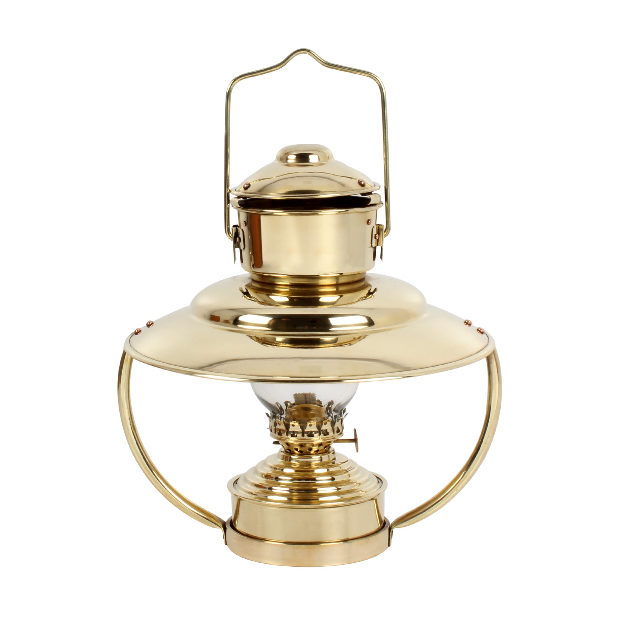 View 1 of 10" Solid Brass Vintage Trawler Lamp Nautical Hanging Oil Lamp Brass Lantern Maritime Decor Gift