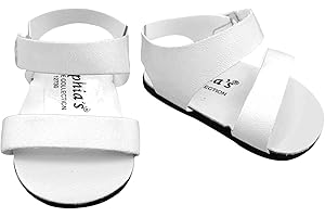 Sophia's Faux Leather Double Strap Sandals with Ankle Strap for 18 Inch Dolls Basic Summer Accessory, White