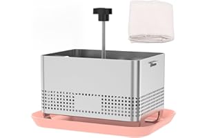 Tofu Press Stainless Steel, Cheese Press, Upgraded Deep Press Design, Paneer Maker with Tofu Presser Towel and Drip Tray, Dis