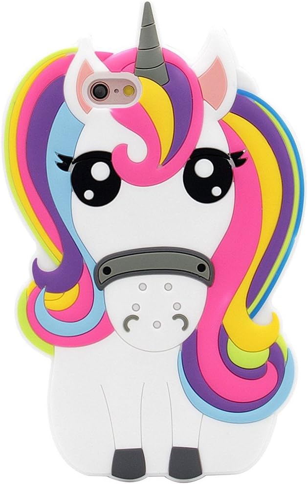 UFOTSAM iPhone 6 Case, iPhone 6S Case, 3D Cute Cartoon Rainbow Unicorn Horse Animal Shaped Soft Silicone Case Girls Kids Cover for iPhone 6G 6S (4.7" Inch) (Unicorn)