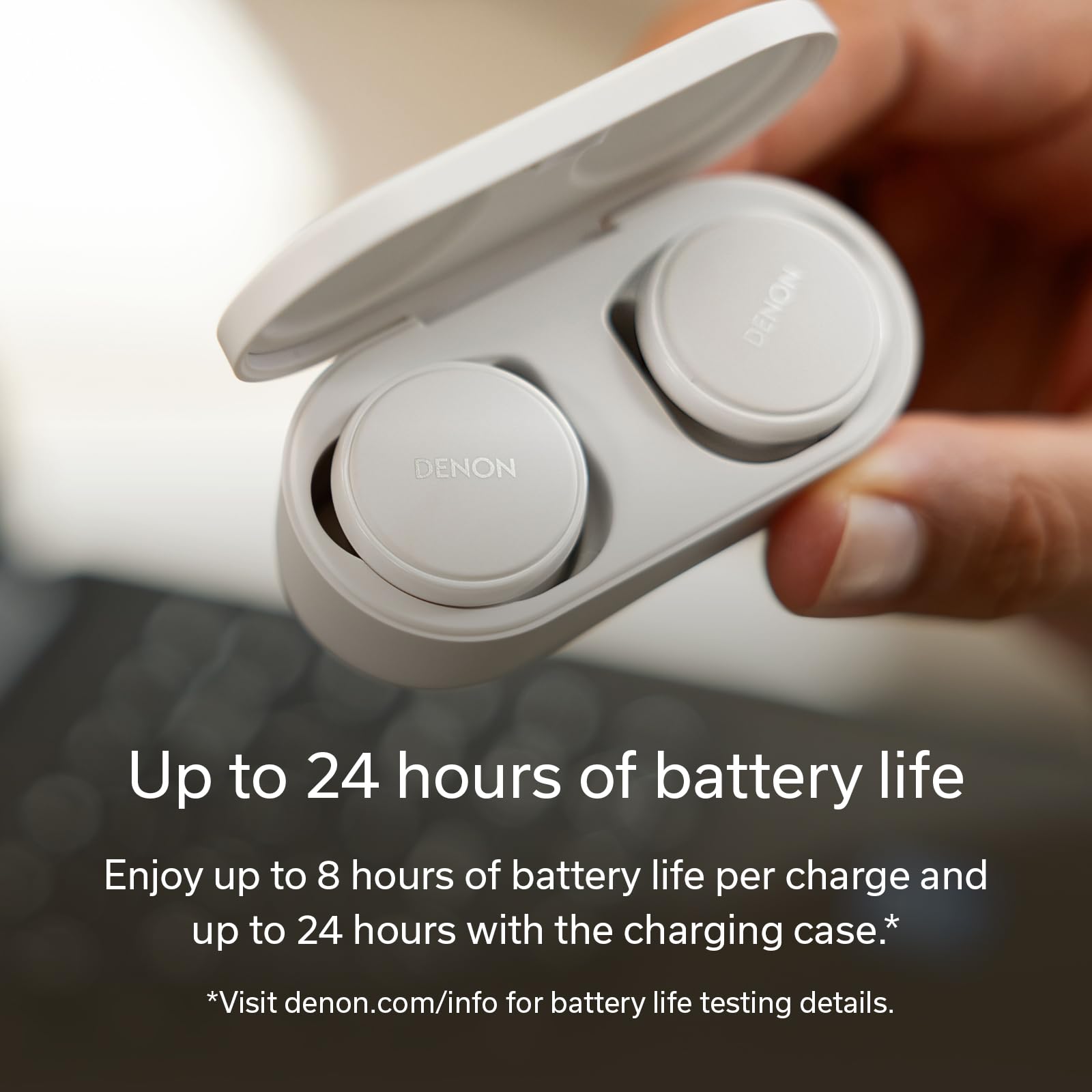 Denon PerL Pro True Wireless Earbuds - Adaptive Active Noise Cancelling, Personalized Sound with Masimo Adaptive Acoustic Technology, Spatial Audio, Long-Lasting Battery, Wireless Charging, Black