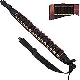 ZYLORA Shotgun Sling with 15 Shell Holders for 12ga 20ga Shotguns, Adjustable Gun Sling with Swivels and Buttstock Ammo Holde