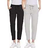 Orrstarry 2 Pack Women's Golf Pants with Deep Pockets Stretch 7/8 Ankle Sweatpants for Athletic, Work, Travel, Lounge