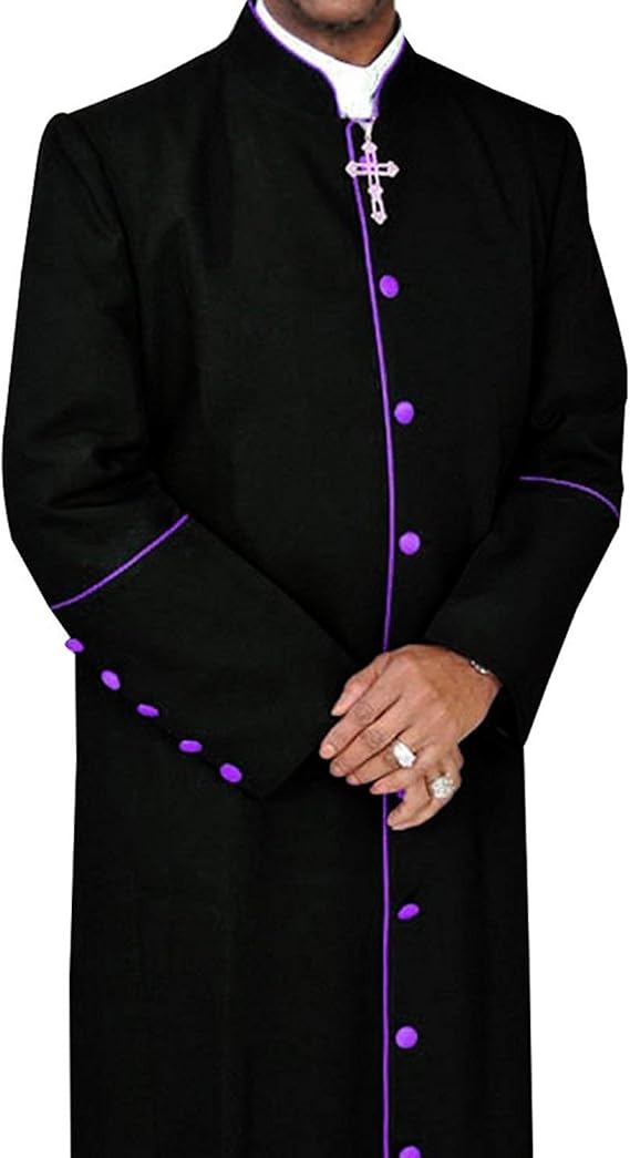 Clergy Robe Cassock Vestment for PastorBlack/Purple44 (Large) Amazon