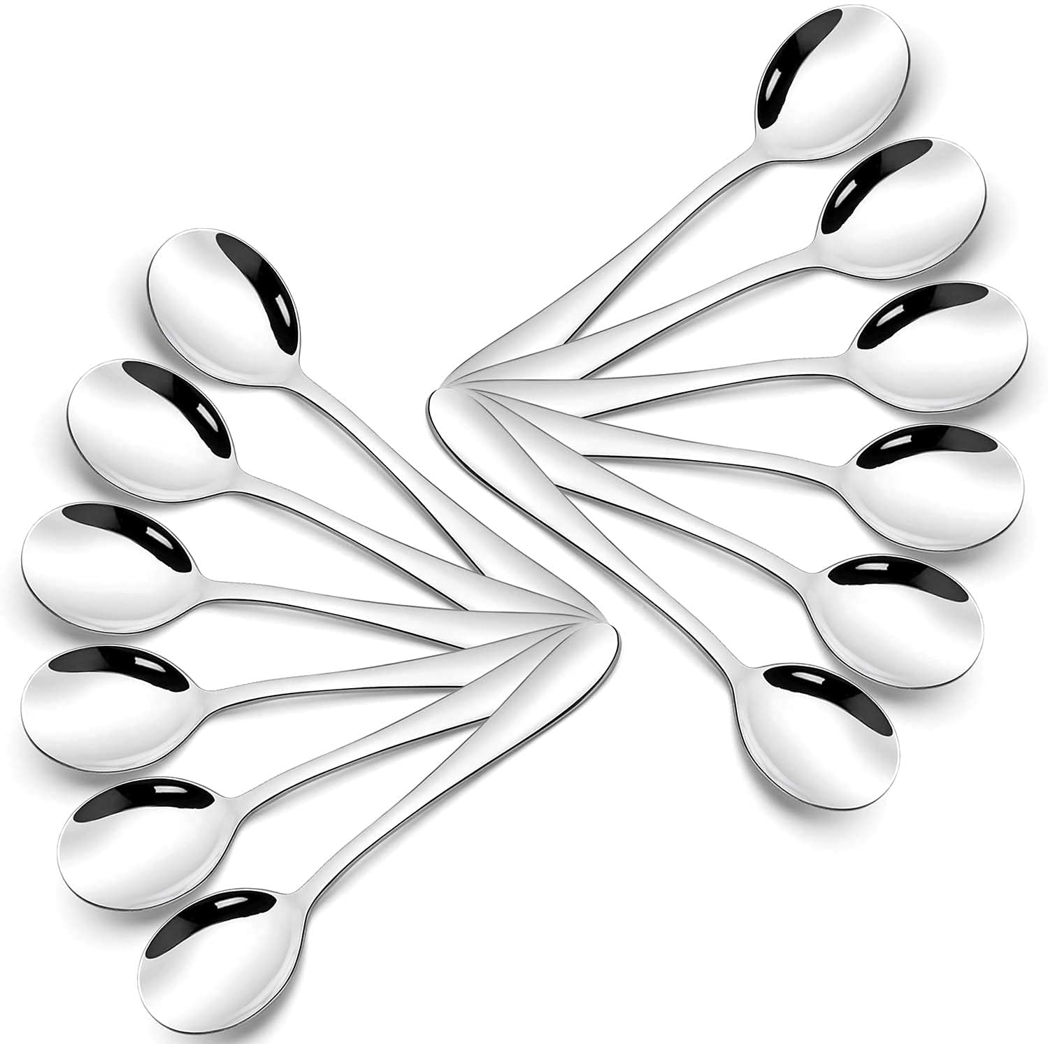 AckMond 12-Piece (5.9inches, 15cm) Teaspoons Spoon Mirror Polishing Spoon Set