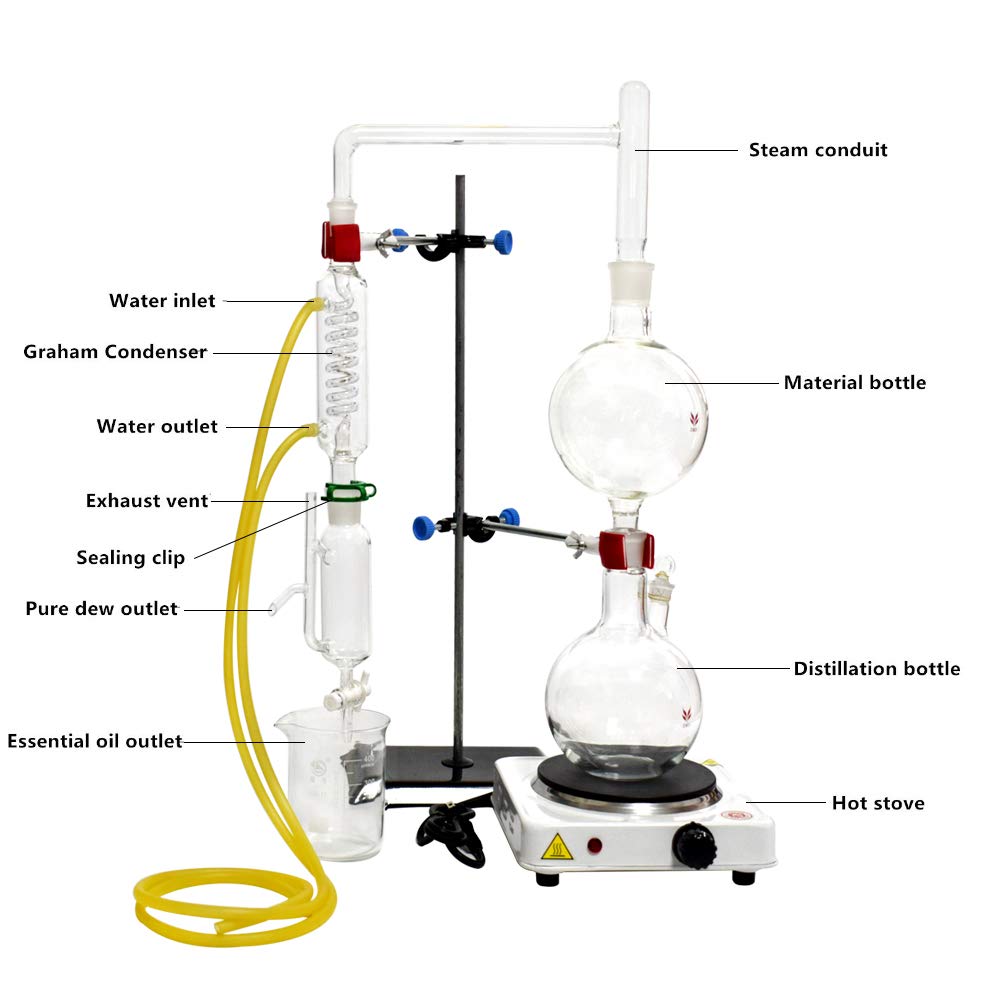 1000ml Lab Essential Oil Steam Distillation Apparatus Lab Glassware