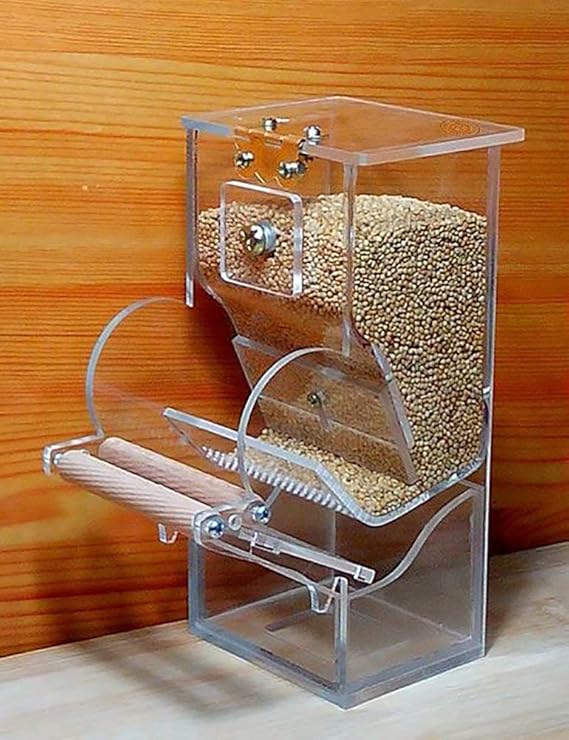TOKYOT Bird Cage Auto Seed Feeder for Budgies (6.3x2.95x2