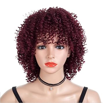 Amazon Com Synthetic Afro Kinky Black Wigs Curly Synthetic Hair