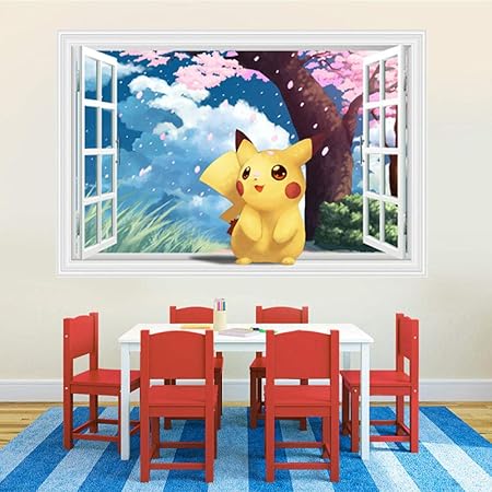 Ldtswes Autocollant Mural De Dessin Anime Pokemon Autocollant De Decoration De Chambre A Coucher Pour Enfants De Dessin Anime Peinture Murale En Pvc Amazon Fr Bricolage