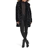 Kenneth Cole Women's Plush Grooved Faux Mink Coat With Shawl Collar