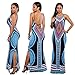 Moxeay Women Sexy Bohemian Floral Print Spaghetti Strap Backless Long Maxi Dress (Small, Blue)