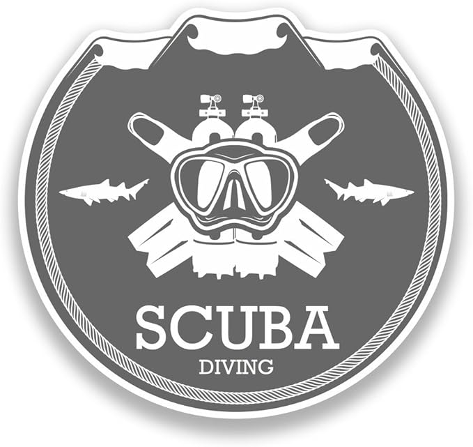 2 x 10cm/100mm Scuba Diving Vinyl Stickers Travel Luggage 7357