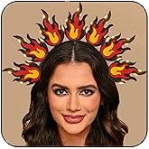 GORTIN Light Up Fire Headband LED Red Flame Headpiece Halloween Festival Costume Headwear Hair Accessories for Women