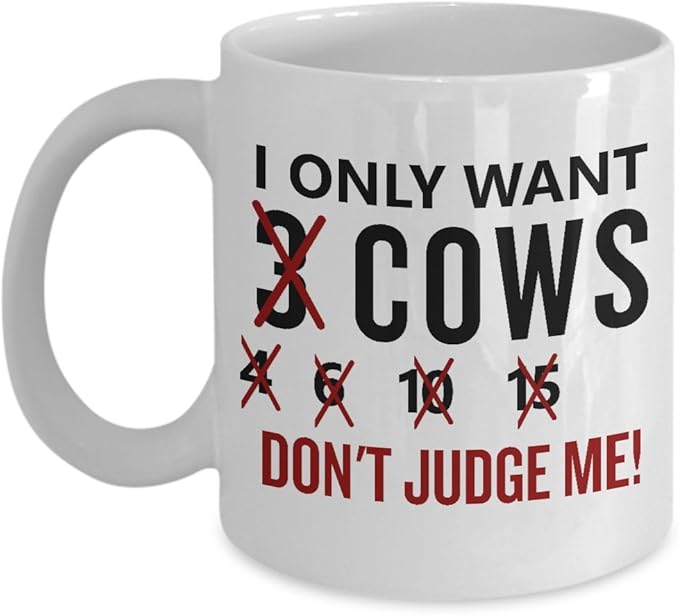 Cow Gift Mug Present for Dairy Farmer or Cattle Rancher or Anyone Who Loves Cows