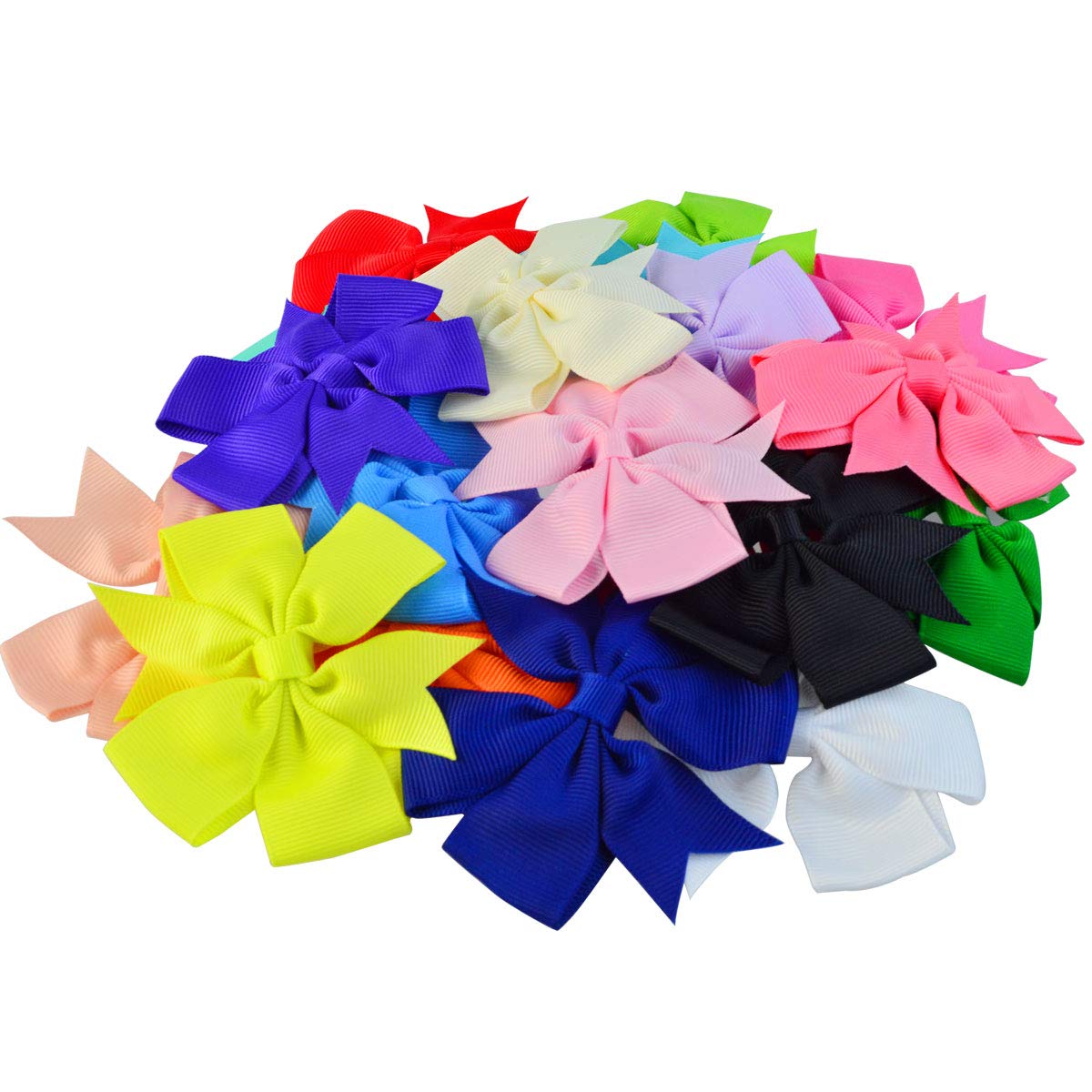 20 pcs 3 inch Hair Bows, baotongle Boutique Hair Bows Girls Kids Alligator Clip Grosgrain Ribbon Hair Clips for Baby Girls Teens Toddlers Friends