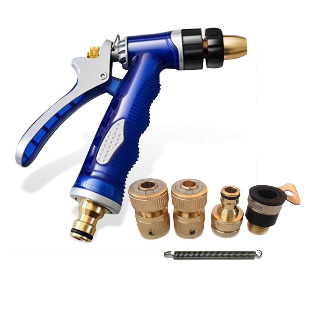 NUZAMAS Solid Brass Nozzle Garden Hose Sprayer Gun Set | Easy Flow Control, High Pressure Pistol Grip Sprayer | for Car Washing/Shrubs & Plants Watering/Deck, Driveway or Sidewalk Cleaning