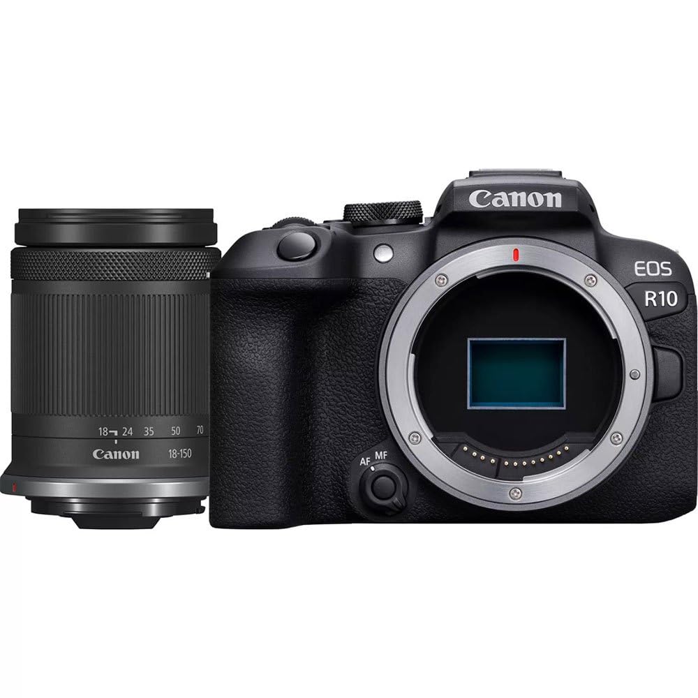 CANON EOS R10 Cámara Mirrorless + Objetivo RF-S 18-150 mm F4.5-6.3 IS STM, Cámara Evil APS-C (24,2 MP) -4 EV, Vídeo 4K 60 fps, Dual Pixel CMOS AF II, Pantalla Táctil de Ángulo Variable, Negro