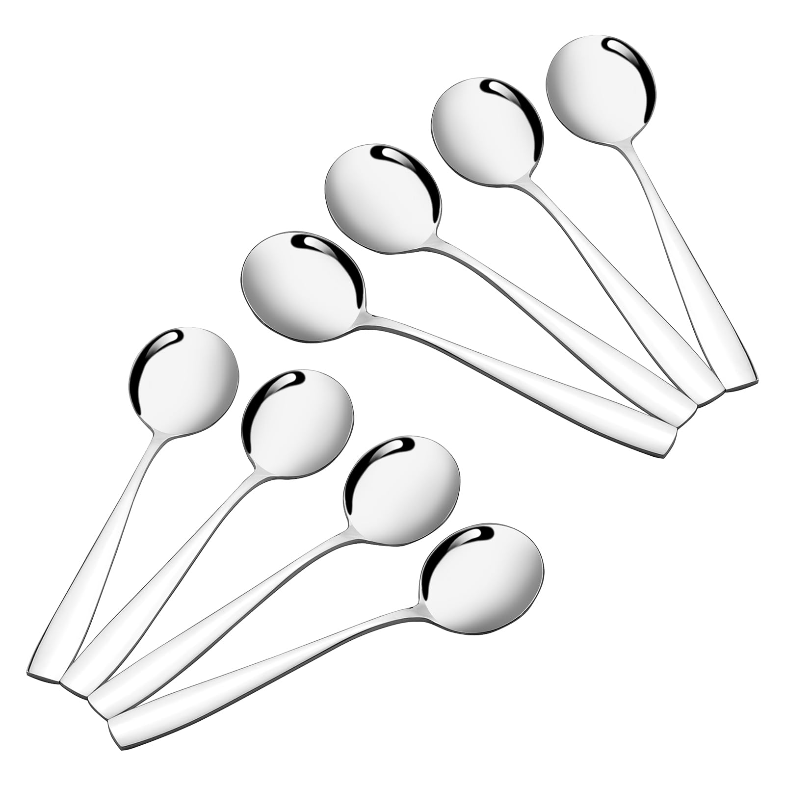 Bringer 12 Pieces Stainless Steel Round Soup Spoon, Bouillon Spoon