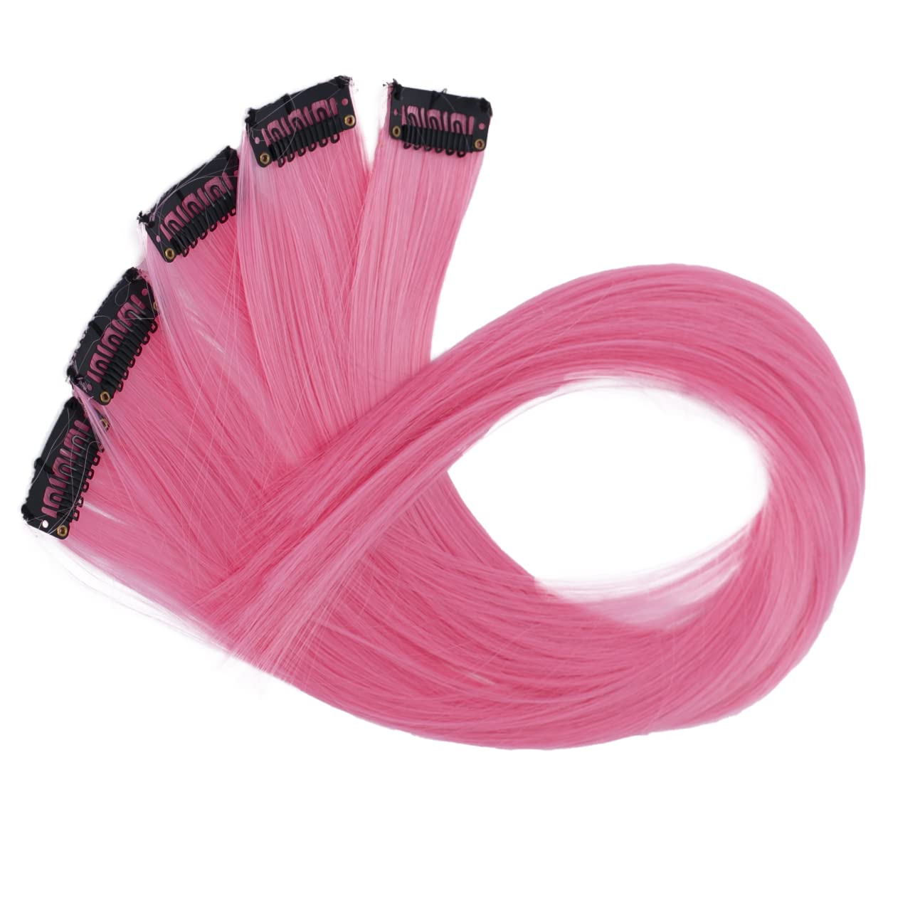 CAISHA 22'' 5 Pieces Colorful Highlights Clip In Extensions Hair Extension Straight Long Hairpiece Pink BST113