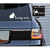 Printbeat Bunny Mom Vinyl Decals Stickers for Cars, Vans, Trucks, and Laptops (White 3x7)