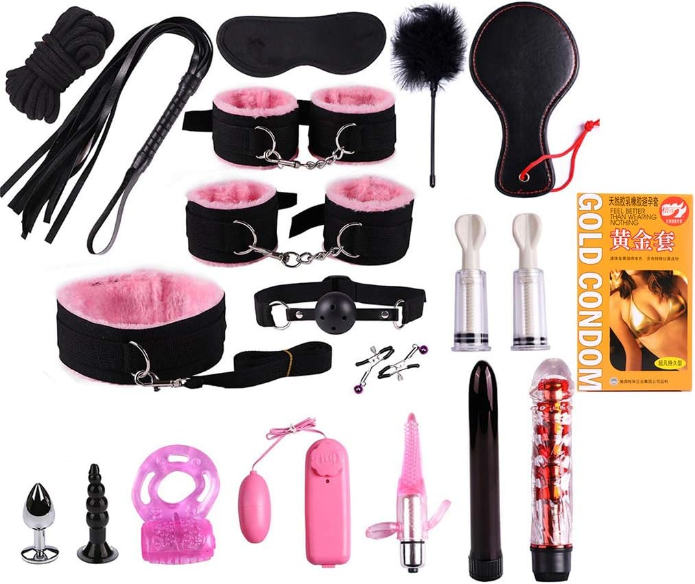 Guiseniour 19 PC/Set Leather Set Special Binding Set SM Kit for Couple Adult Sexy Toy (Purple)