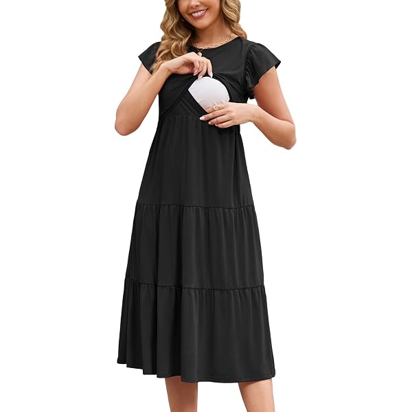 nursing beach dress HATCH Collection The Softest Rib Side Seam Nursing Maxi Dress in Orchid