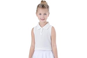 Bezioner Girls Polo Shirts Sleeveless Tennis T-Shirts Collared Golf Shirt Athletic Tank Tops for Gym Workout Running