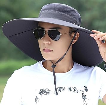 Amazon Co Jp Elina Sea ハット メンズ レディース 帽子 大きいサイズ つば広 軽薄 通気性抜群 日除け 紫外線対策 アウトドア 釣り ハイキング 登山 フリーサイズ 男女兼用 グレー スポーツ アウトドア