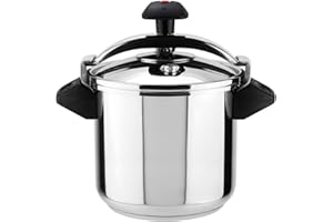 MAGEFESA ® Inoxtar fast pressure cooker, 10.6 Quart, made in 18/10 stainless steel, suitable for all types of stovetops, included induction, 3 heavy security systems, progressive locking system, 8 psi