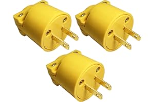 Suplevel Electrical Plug Replacement 2 Prong, NEMA 1-15P, 15 Amp 125 Volt, Industrial Grade Plugs, Extension Cord Male Ends, Straight Blade, Yellow, 3 Pack