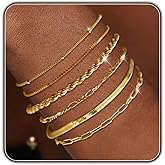 Gold Silver Bracelets for Women Waterproof Jewelry Sets Trendy Thin Dainty Stackable Cuban Link Paperclip Chain Bracelet Pack Fashion Accessories Gifts for Women