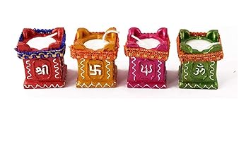 TULSI Diya for Diwali Decoration Handmade Earthen Clay Terracotta Decorative Diya (Set of 4 Diya)