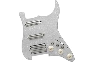 MAXCHEER SSH-Coil Splitting Electric Guitar Pickguard Two Mini Humbucker + ONE 4 Coil Pickup High Output-(9K/9K/18K) Loaded Prewired Scratchplate (Pearl White, SSH)