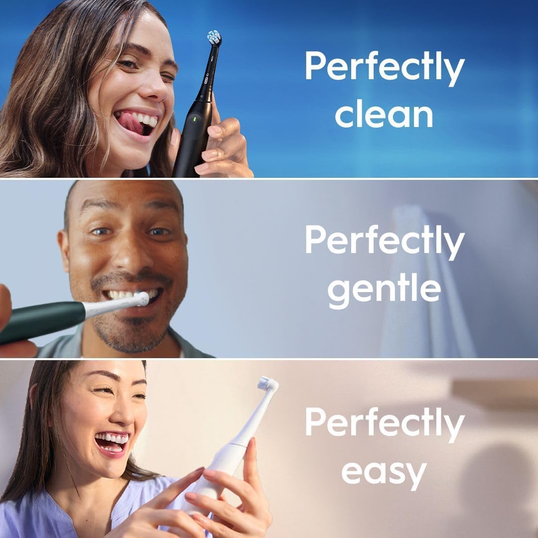 Oral-B iO2 Electric Toothbrush, 1 Gentle Care Toothbrush Head, 1 Travel Case, 1 Travel Refill Holder, Oral B Toothbrush for Adults (Forest Green), Designed by Braun, 2 Pin UK Plug