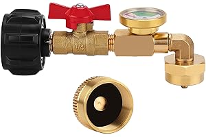 WADEO Propane Connection Fitting, Fill 1lb Bottles from 20lb Tank, 90 Degree Elbow Design, Solid Brass