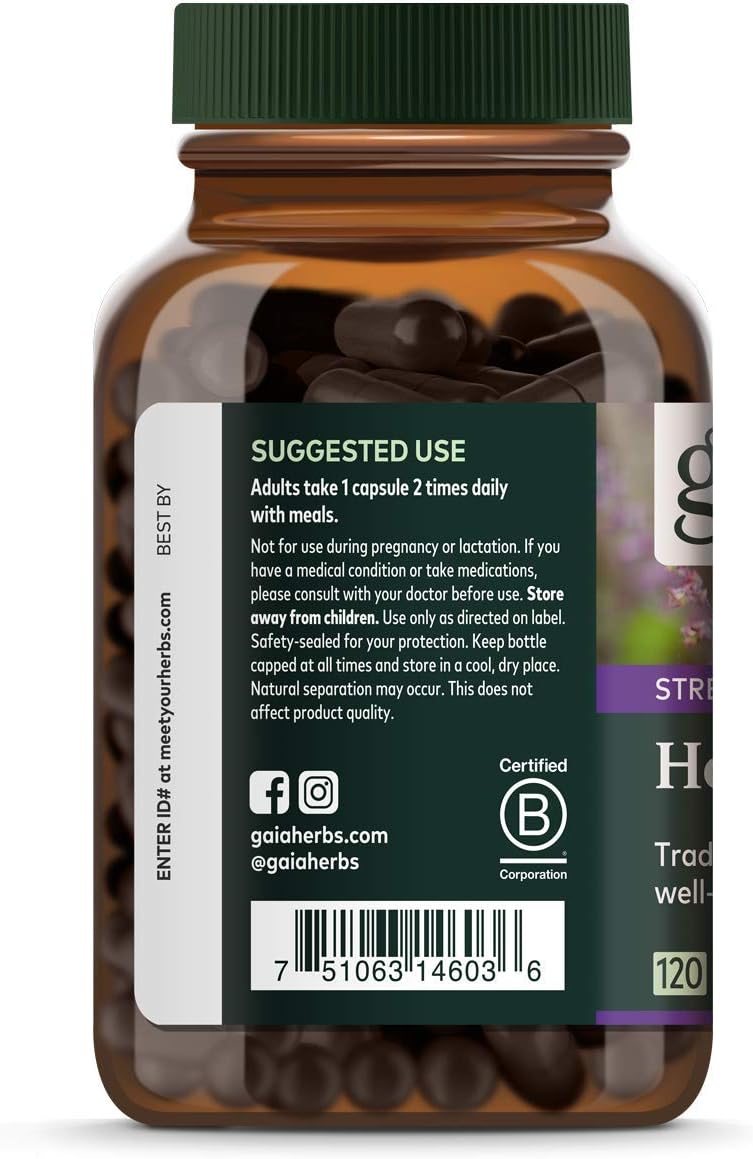 Gaia Herbs, Holy Basil Leaf, Stress Support, Adaptogenic Ayurvedic Herb, Tulsi Extract, Vegan Liquid Capsules, 120 Count: Health & Personal Care