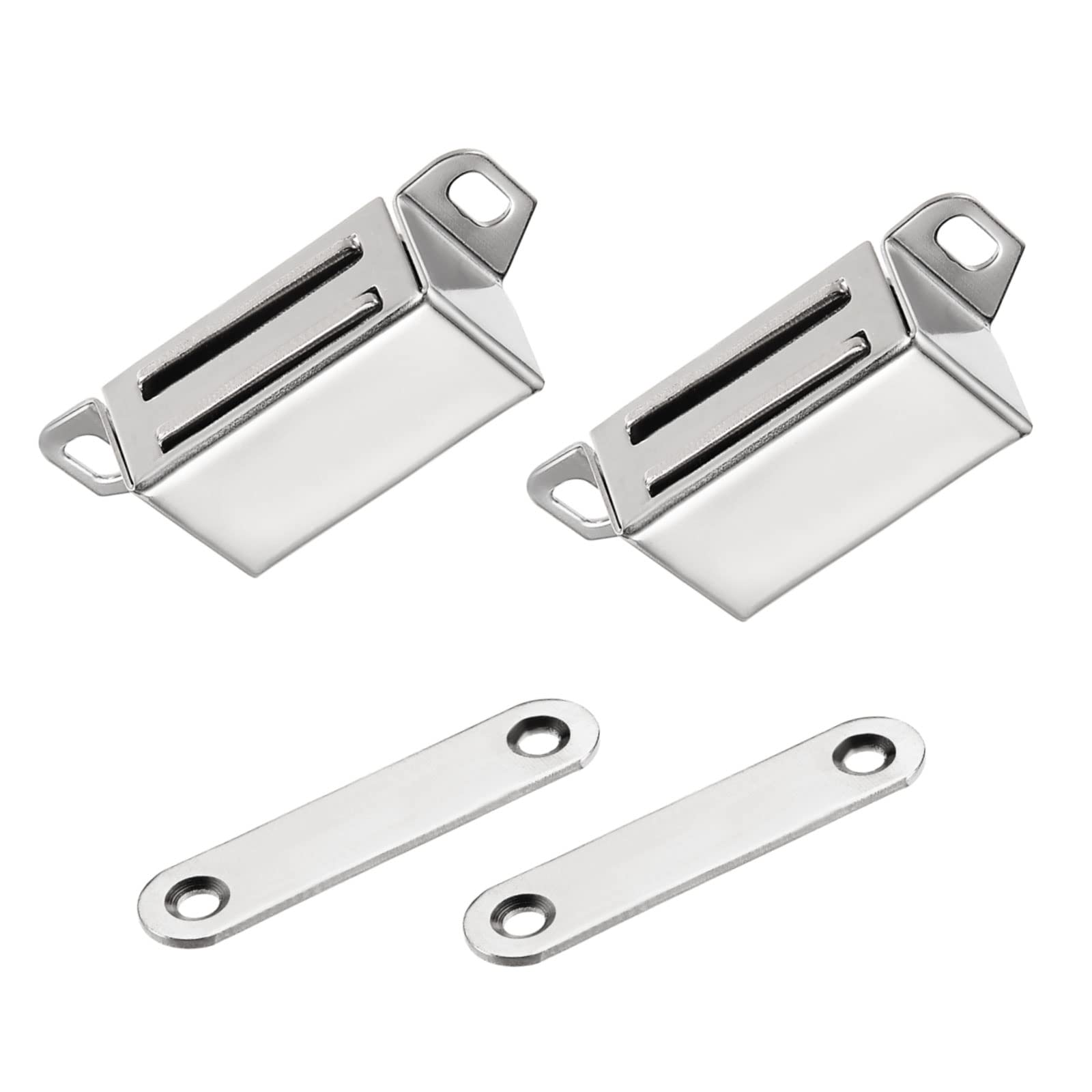 METALLIXITY Magnetic Latches Catch (70mm/2.76") 2Pcs, Stainless Steel Cabinet Magnet Latch - for Cabinet Door Drawer, Home Decoration, Silver Tone