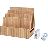 MobileVision Bamboo Charging Station & Multi Device Organizer Slim Version w/ 5-USB Port Charger Included for Smartphones, Ta