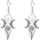 Celtic Goddess Of Fertility Earrings Spiral Triple Moon Goddess Pagan Wiccan Magic Amulet Religious Jewelry Gift for Women Mom